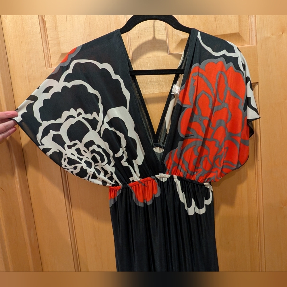 Chic Black and Red Floral Maxi Dress - Picture 2 of 5